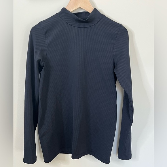 Athleta Renew Seamless Mock Neck Top Size Large Black - Picture 1 of 6